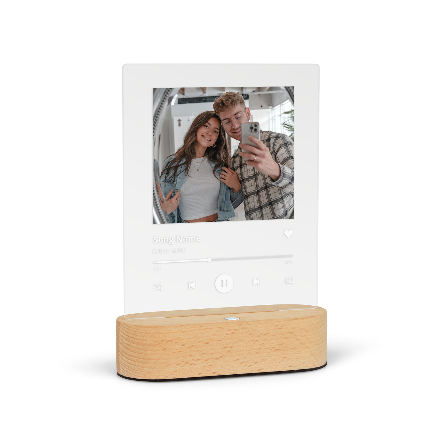 Lampada led con foto e titolo di canzone