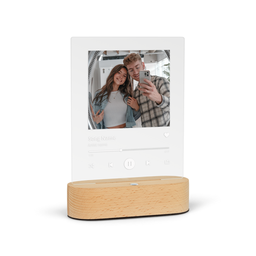 Lampada led con foto e titolo di canzone
